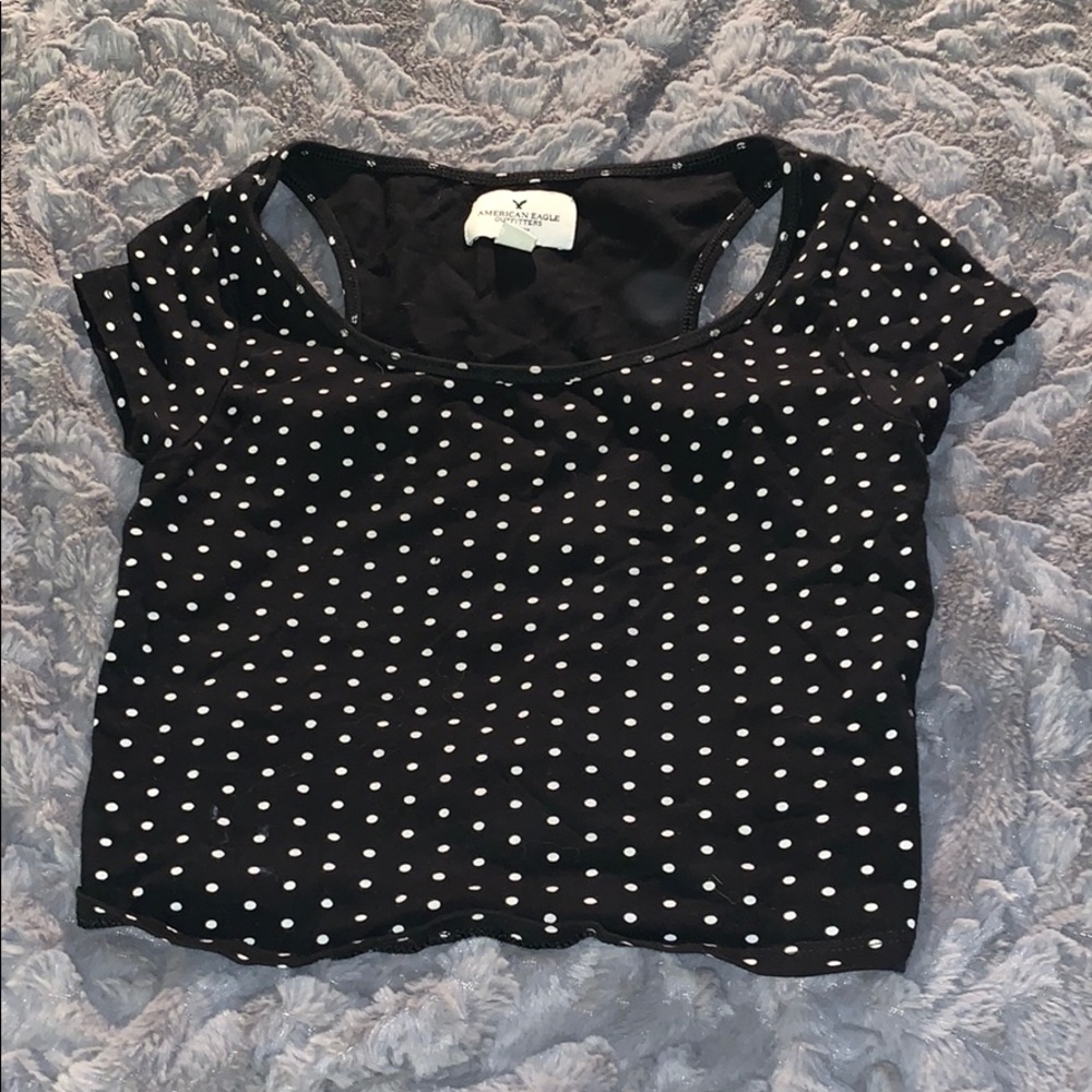 Black with white poka dots crop top